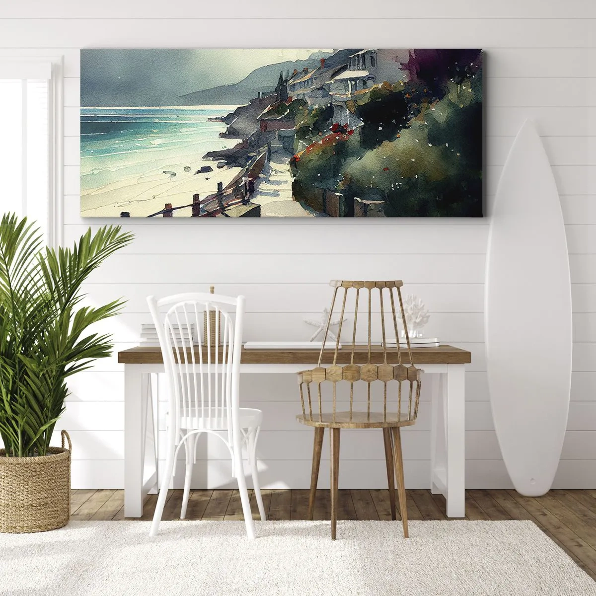 Quadro em tela - Cidade mediterrânea - 140x50 cm