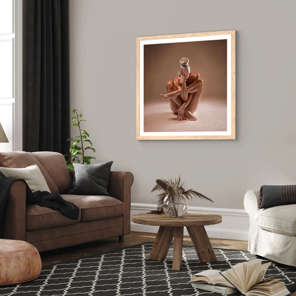 Pôster com moldura de carvalho claro - Unidade de corpo e alma - 60x60 cm