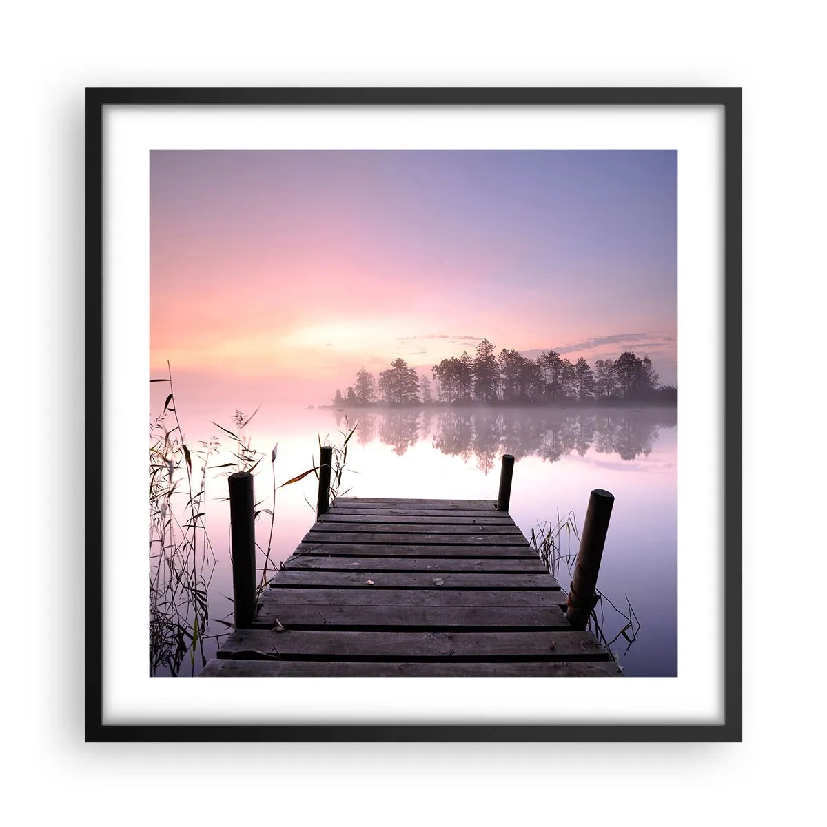 Pôster com moldura preta - Da névoa lilás... - 50x50 cm