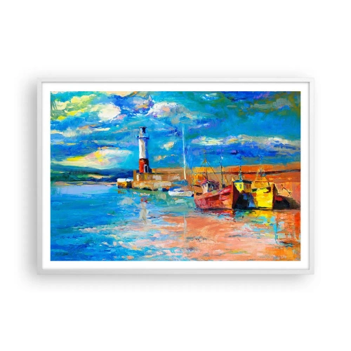 Pôster em moldura branca - Tarde na baía do arco-íris - 100x70 cm