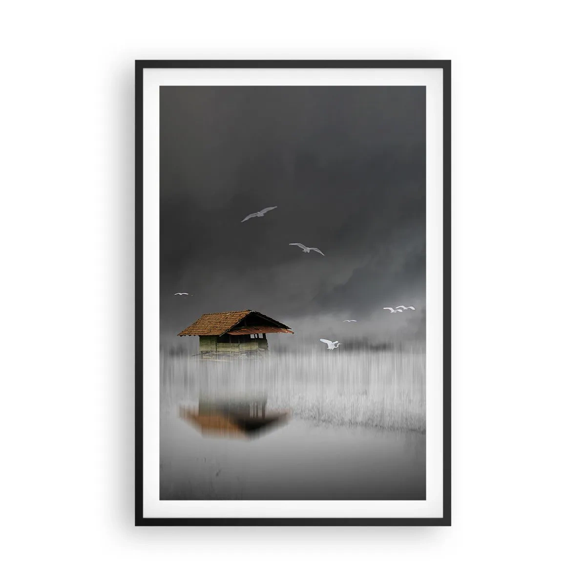 Pôster com moldura preta - Abrigo da chuva - 61x91 cm