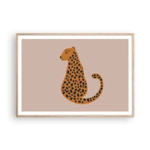 Pôster com moldura de carvalho claro - A estampa de leopardo está na moda - 100x70 cm