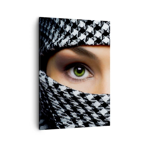 Quadro em tela - Retrato de uma beleza velada de olhos verdes - 50x70 cm
