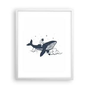 Pôster em moldura branca - Aventura espacial - 40x50 cm