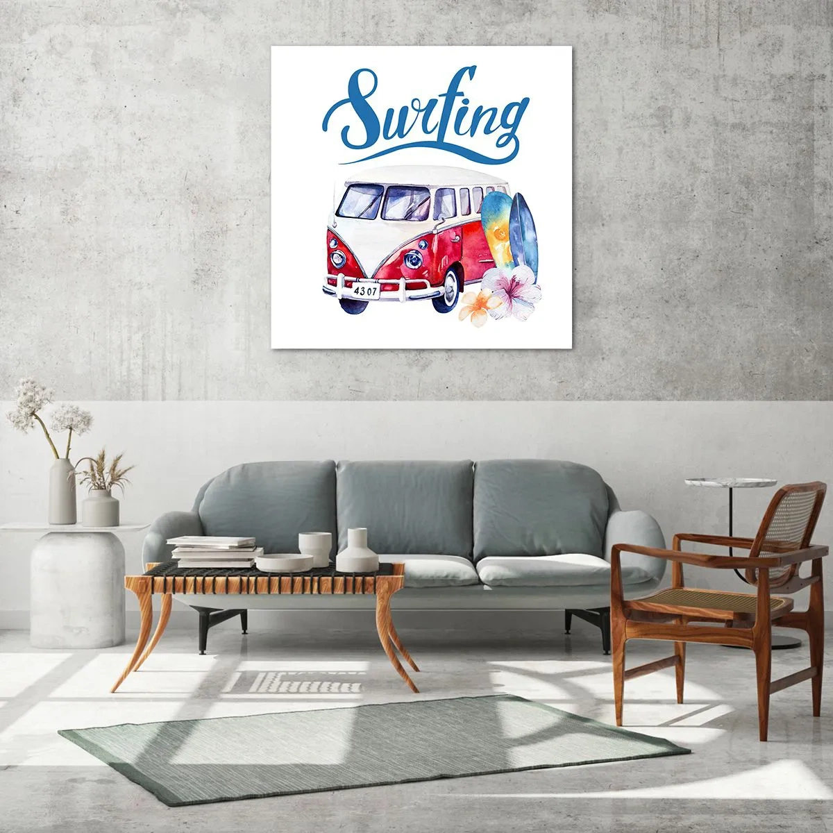 Quadro em vidro - Pepino - um clássico para um surfista - 60x60 cm