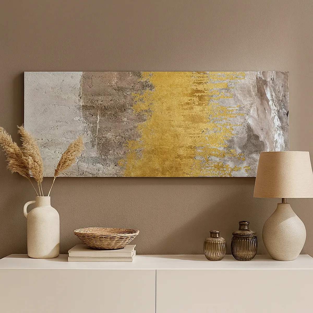 Quadro em tela - Uma explosão dourada - 30x30 cm