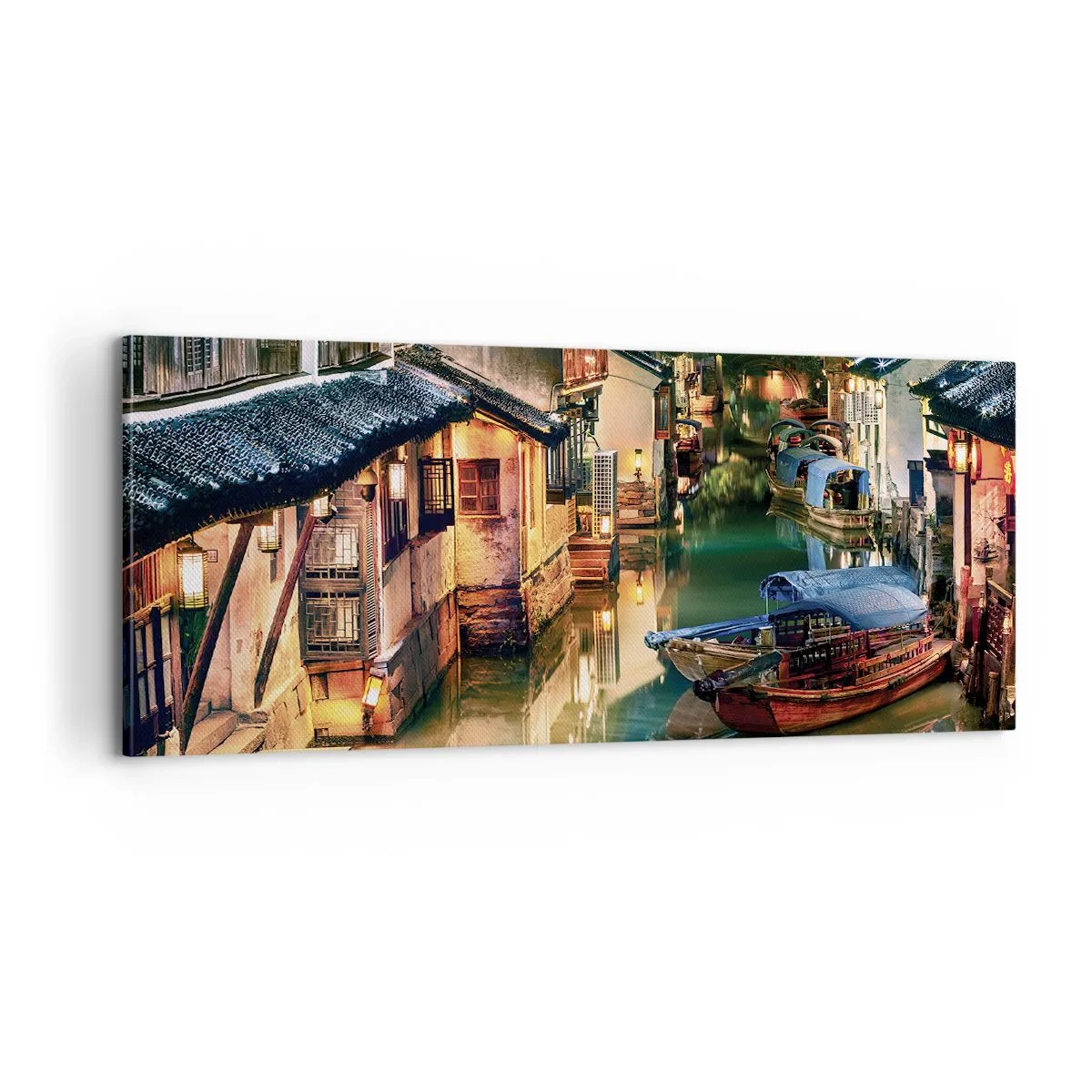 Quadro em tela - Uma noite em uma rua chinesa - 100x40 cm