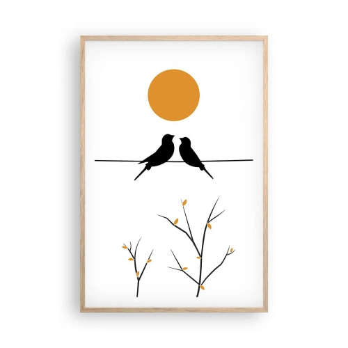 Pôster com moldura de carvalho claro - A noite dos rouxinóis - 61x91 cm