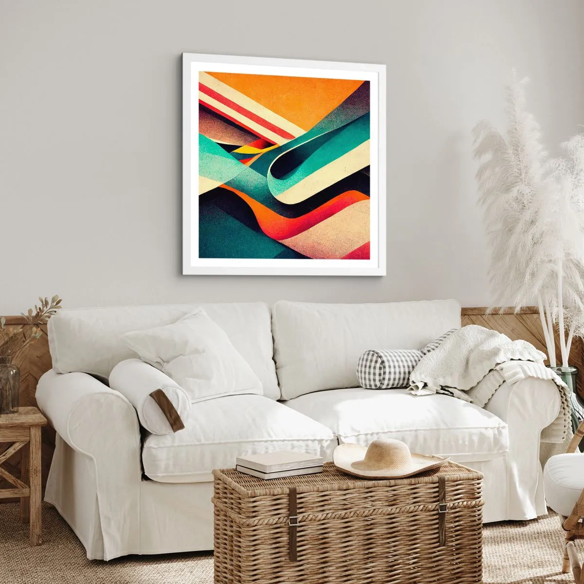 Pôster em moldura branca - Composição intensa - 40x40 cm