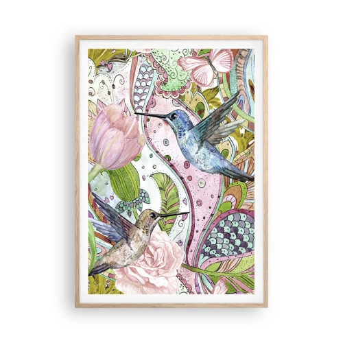 Pôster com moldura de carvalho claro - Emaranhados em trepadeiras - 70x100 cm