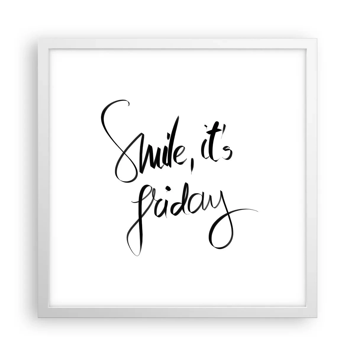 Pôster em moldura branca - Verdadeira alegria - 40x40 cm