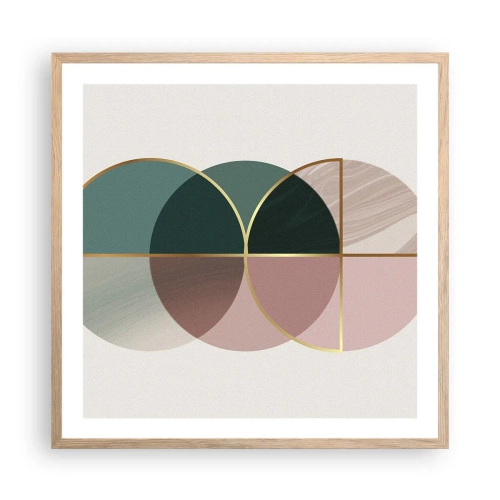Pôster com moldura de carvalho claro - Círculo entre círculos… - 60x60 cm