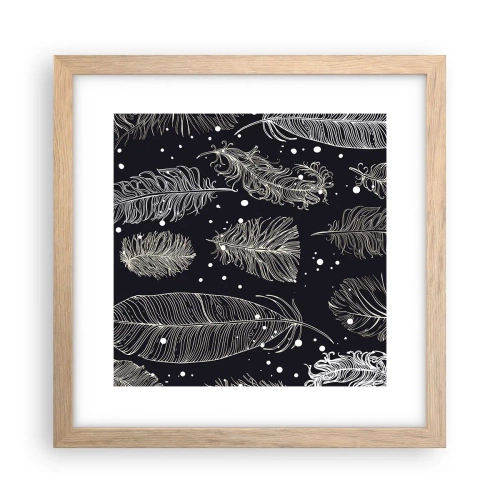 Pôster com moldura de carvalho claro - Rendas de penas - 30x30 cm