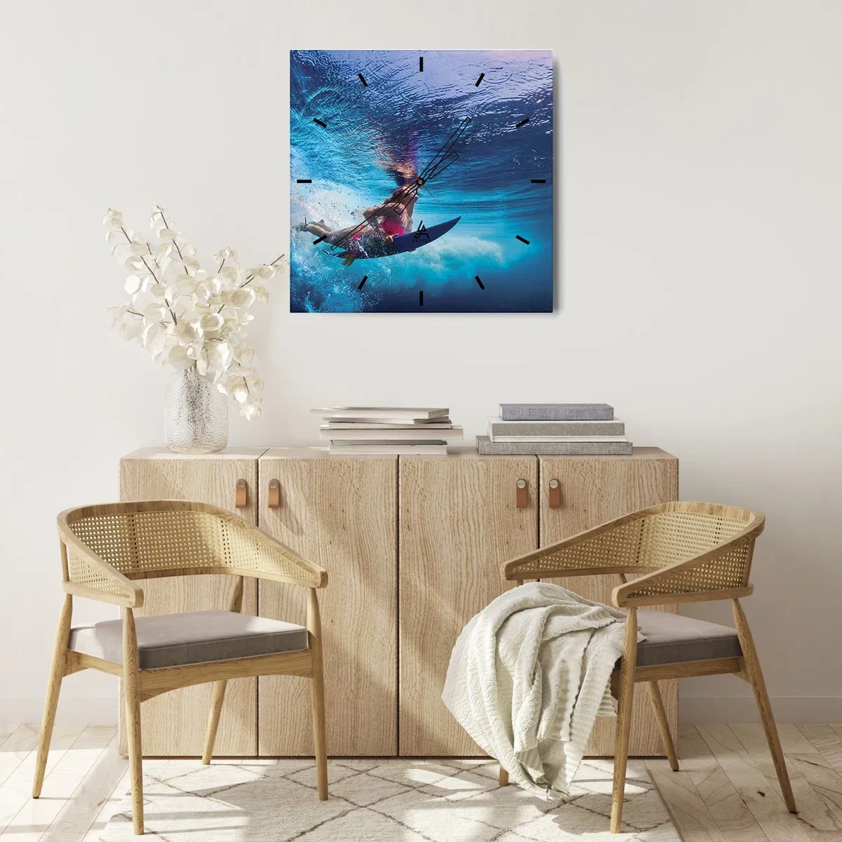 Relógio de parede - Relógio em vidro - Profundidade da alegria - 40x40 cm