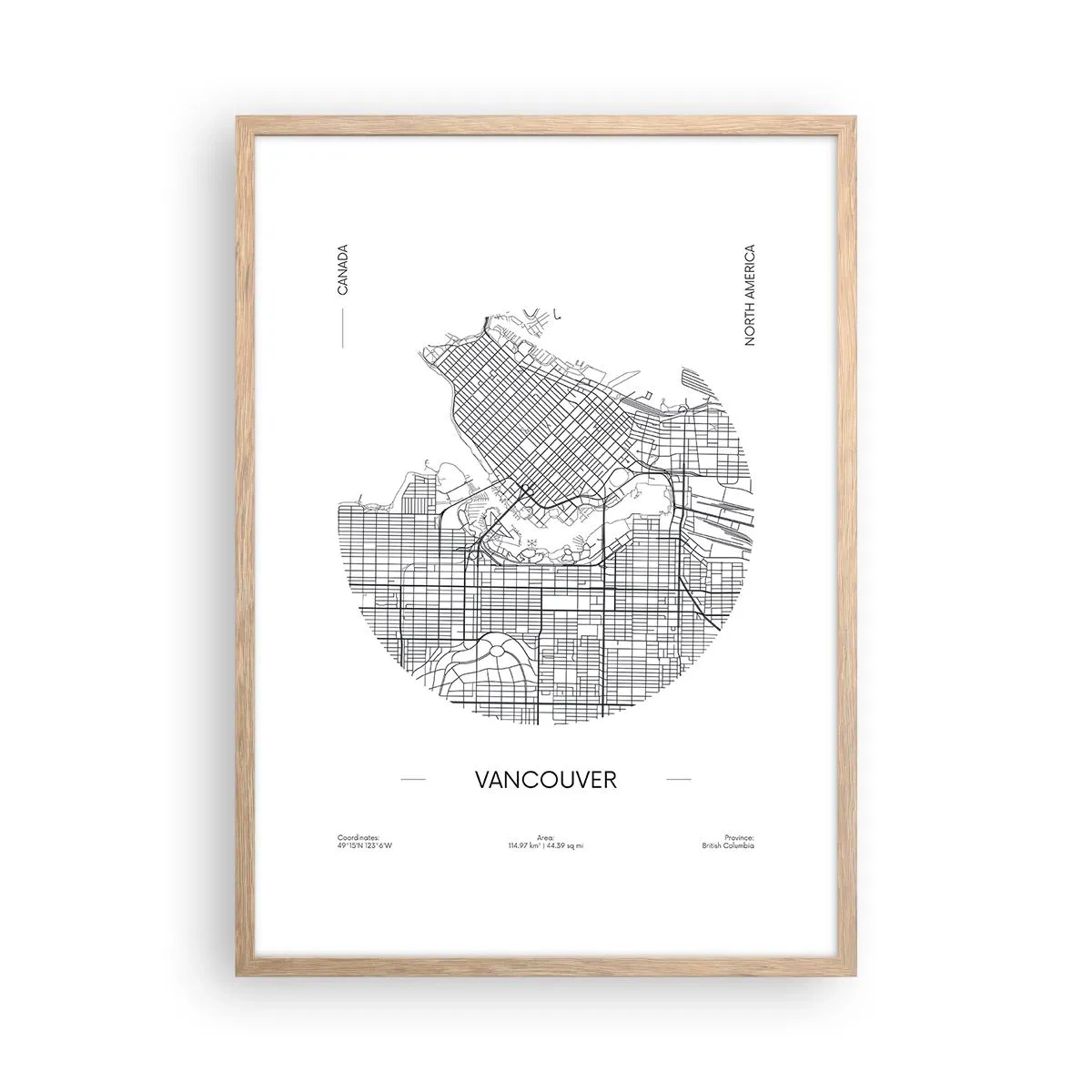 Pôster com moldura de carvalho claro - Anatomia de Vacouver - 50x70 cm