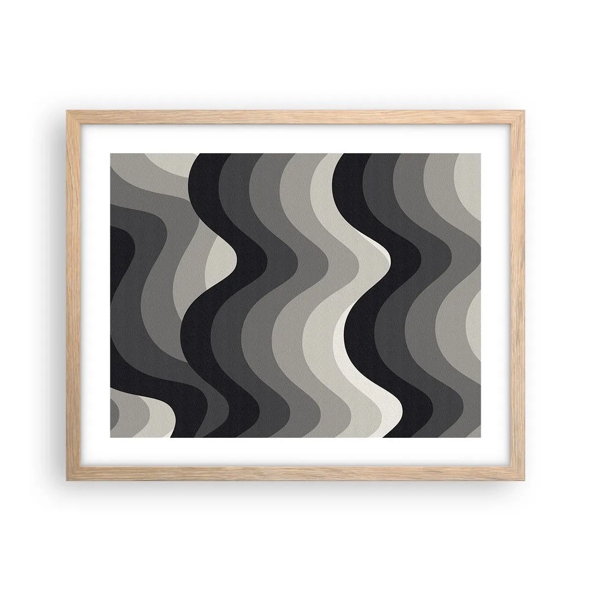 Pôster com moldura de carvalho claro - Onda após onda - 50x40 cm