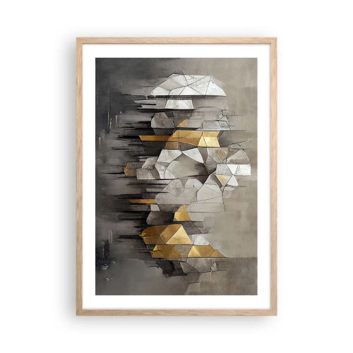 Pôster com moldura de carvalho claro - Composição de gelo e luz - 50x70 cm