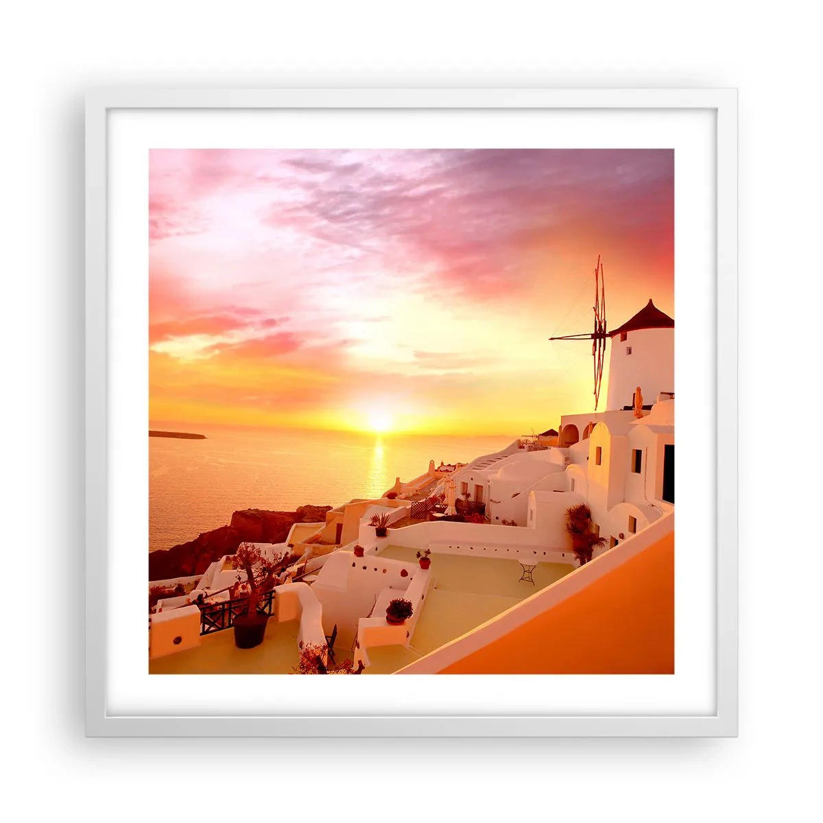 Pôster em moldura branca - Derreter em branco e ouro - 50x50 cm