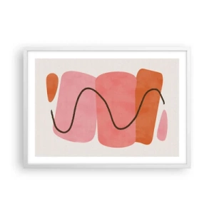 Pôster em moldura branca - Movimento suave de formas - 70x50 cm