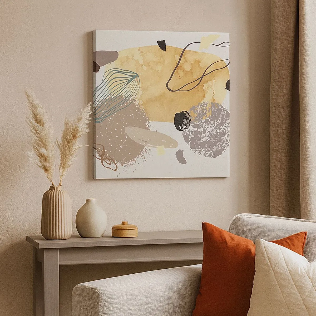 Quadro em tela - Plumcologia aplicada - 30x30 cm