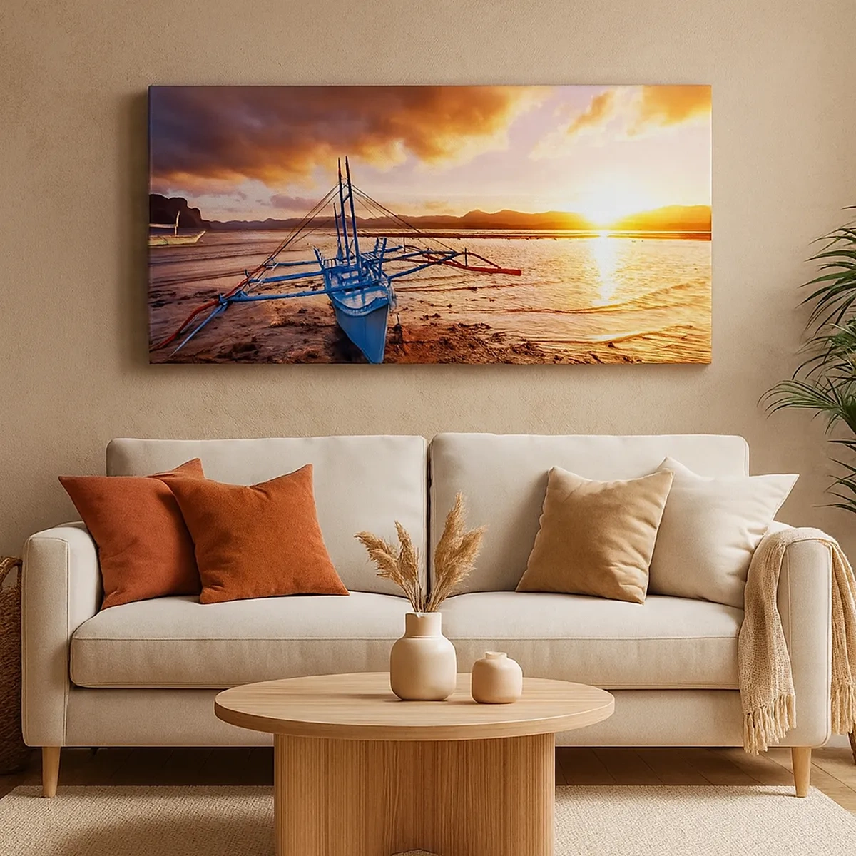 Quadro em tela - Esticar-se na areia após um longo dia - 30x30 cm