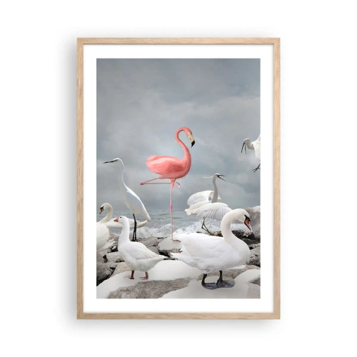 Pôster com moldura de carvalho claro - Como vim parar aqui? - 50x70 cm