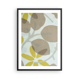 Pôster com moldura preta - Delicados gráficos botânicos em cores naturais - 50x70cm - Composição a pleno sol - Decoração de parede moderna para a sala de estar e quarto ARTTOR