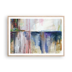Pôster com moldura de carvalho claro - Impressões coloridas e associações - 100x70 cm
