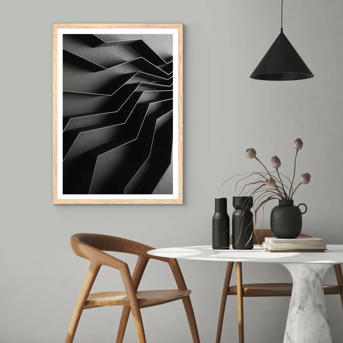 Pôster com moldura de carvalho claro - Ordem espacial - 61x91 cm