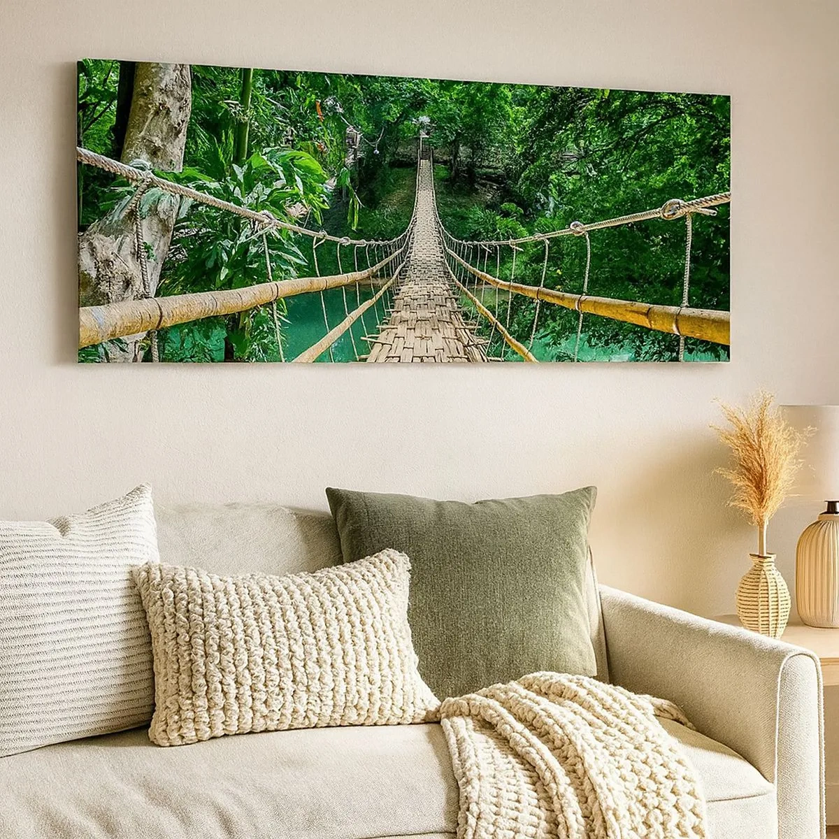 Quadro em tela - Ponte de macacos sobre a vegetação - 100x40 cm