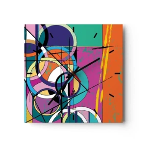 Relógio de parede - Relógio em vidro - Círculo entre círculos - 40x40 cm