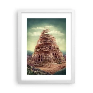 Pôster em moldura branca - Torre de babel - 30x40 cm