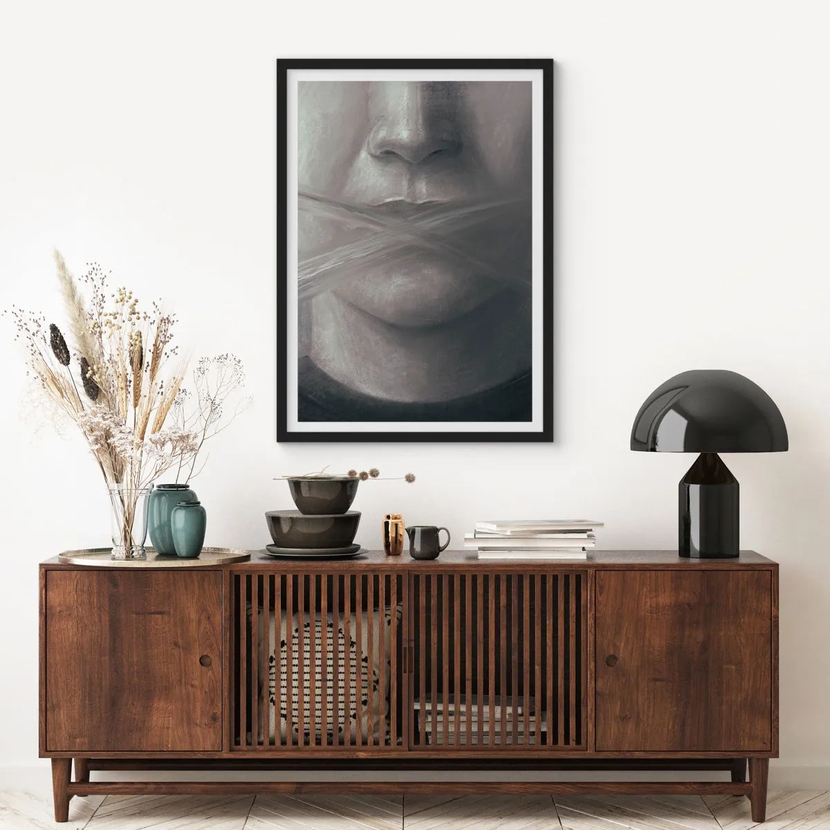 Pôster com moldura preta - Nem uma palavra - 70x100 cm