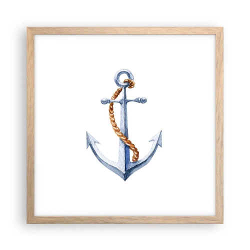 Pôster com moldura de carvalho claro - Ahoy aventura! - 40x40 cm