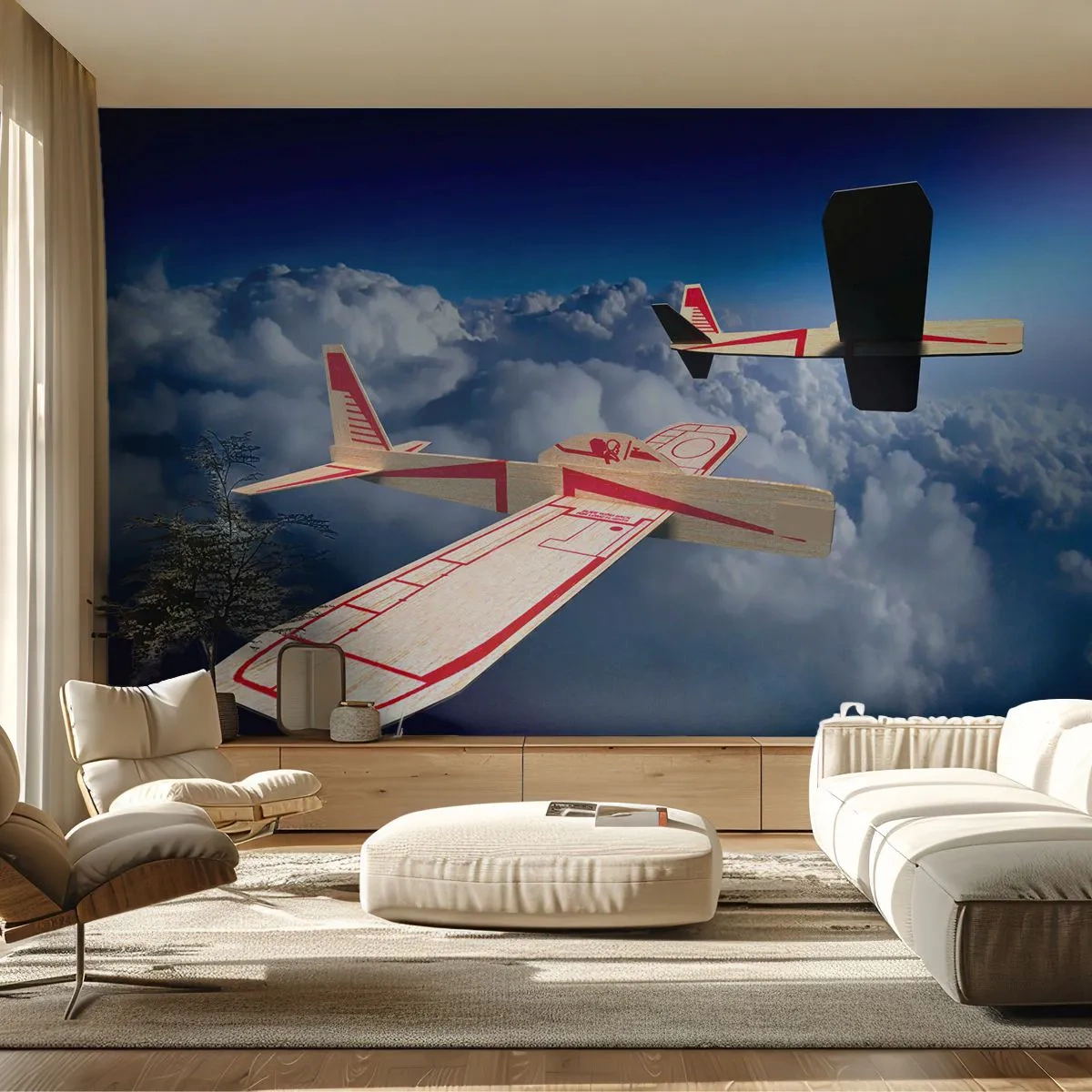 Papel de Parede Standard Eco - Ainda maior, ainda mais longe - Avião, Planador, Nuvens - 150x105 cm