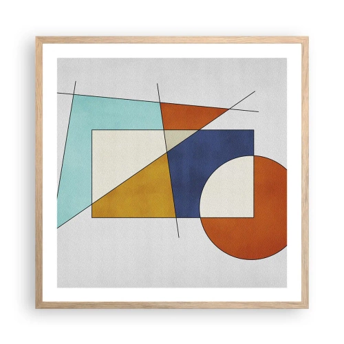 Pôster com moldura de carvalho claro - Abstração: diversão modernista - 60x60 cm