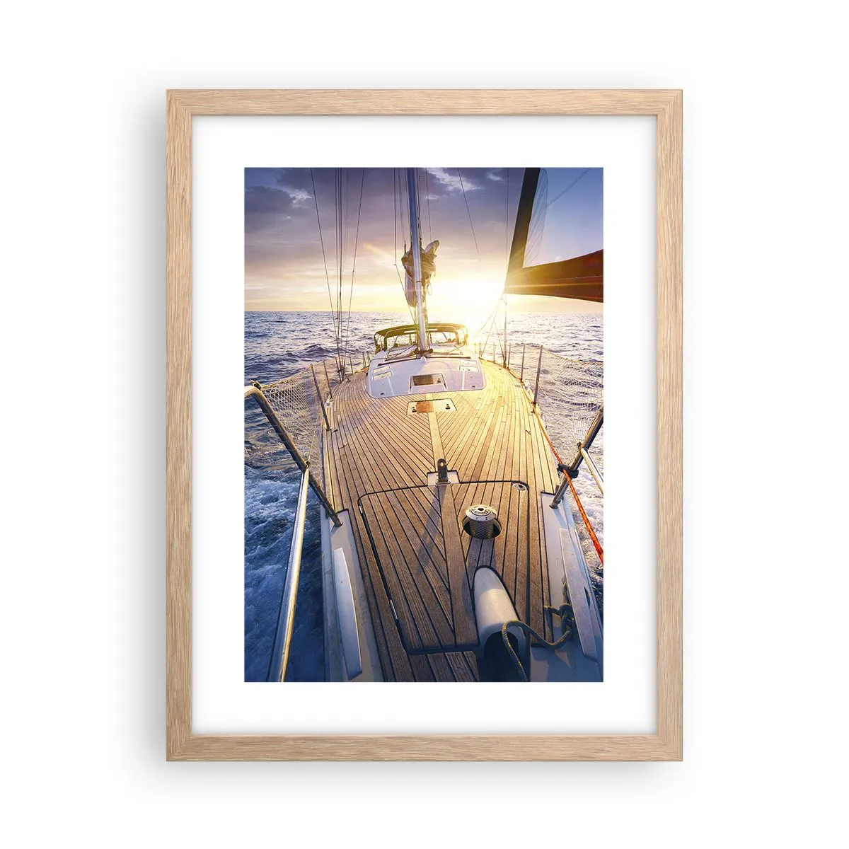 Pôster com moldura de carvalho claro - Correr sobre as ondas - 30x40 cm