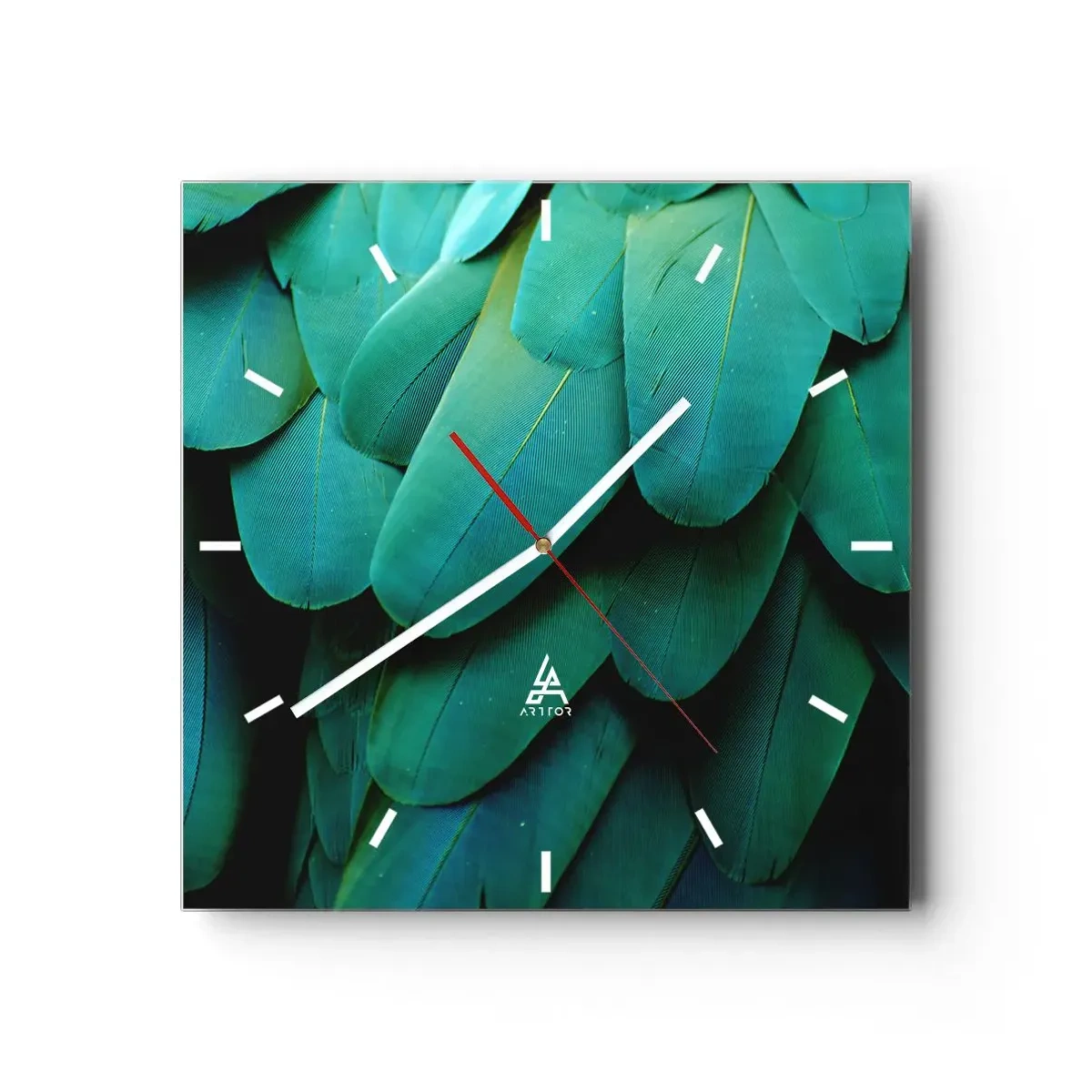 Relógio de parede - Relógio em vidro - Precisão de papagaio - 30x30 cm