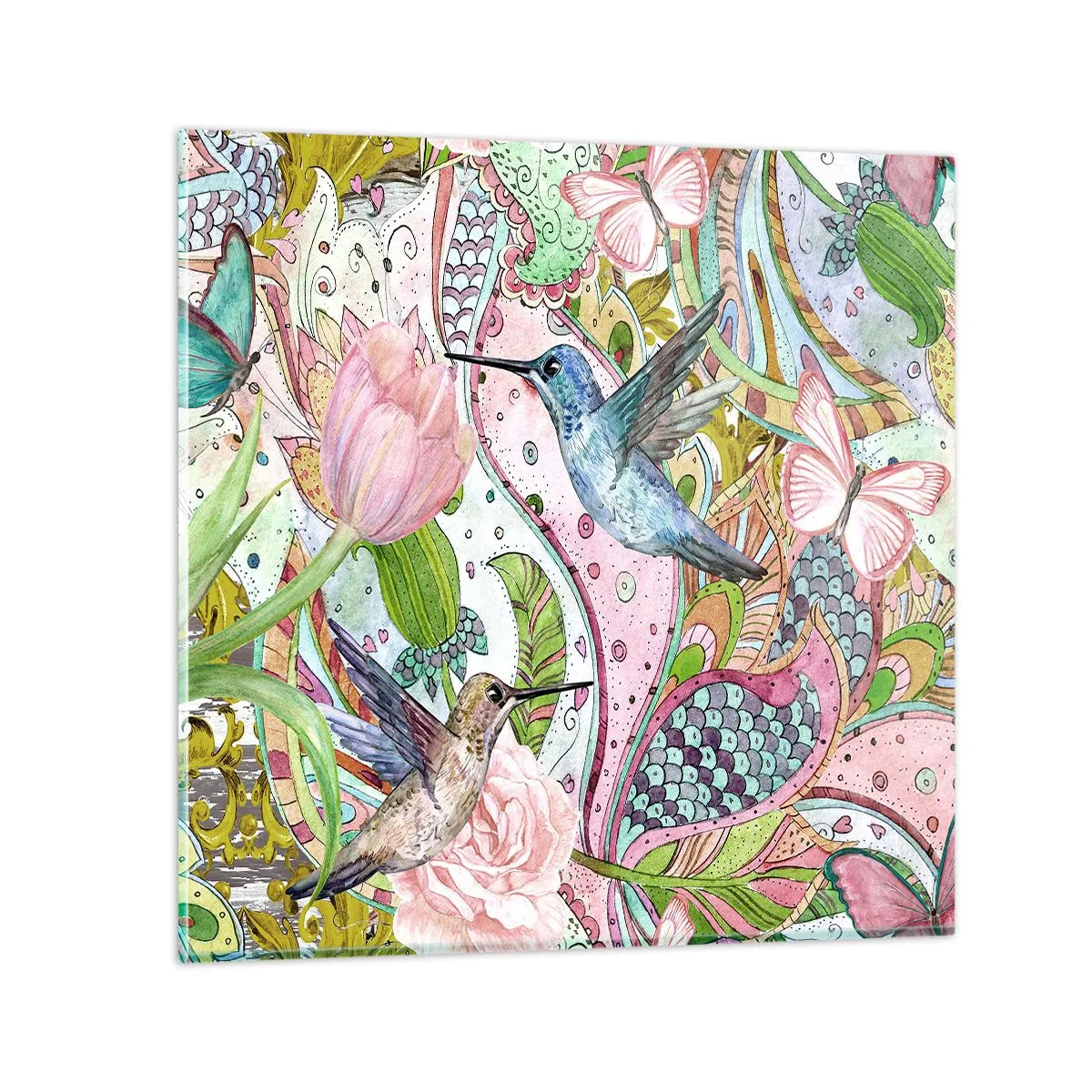 Quadro em vidro - Emaranhados em trepadeiras - 40x40 cm