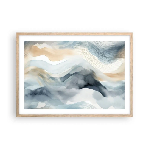 Pôster com moldura de carvalho claro - Abstração nevada e nebulosa - 70x50 cm