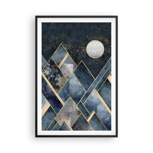 Pôster com moldura preta - Paisagem geométrica - 61x91 cm