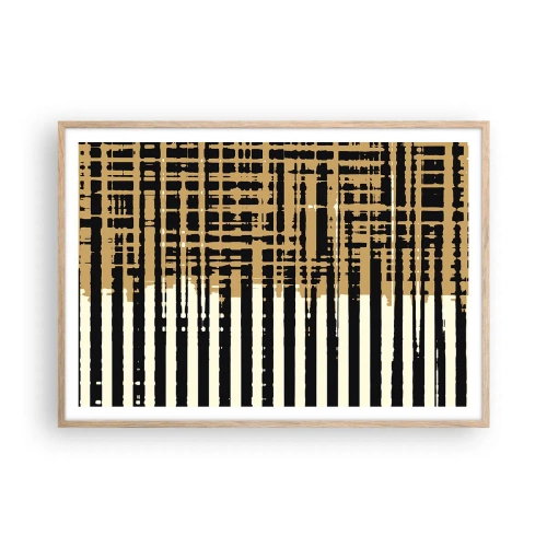 Pôster com moldura de carvalho claro - Abstração arquitetónica - 100x70 cm