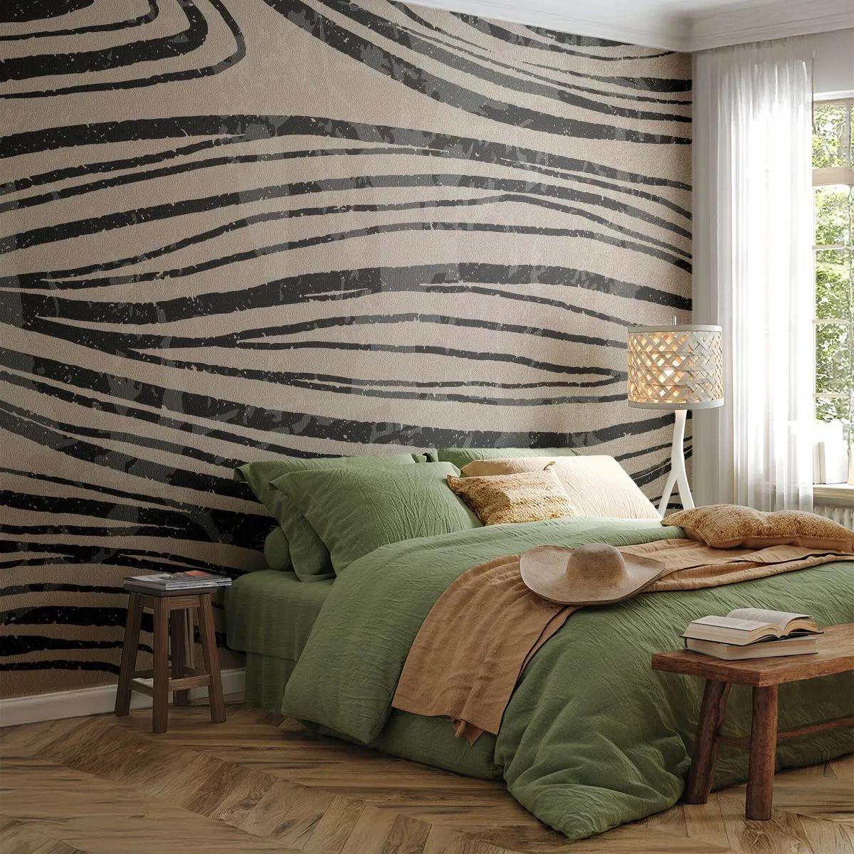 Papel de Parede Autocolante Deluxe Sticker - Piscina em linha - Abstração, Linhas, Moderno - 300x210 cm