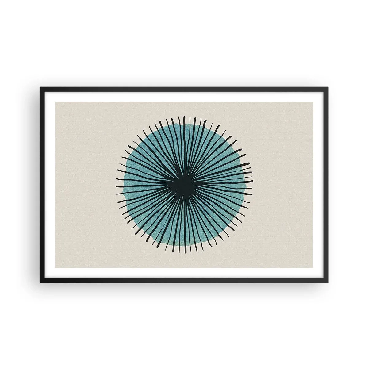 Pôster com moldura preta - Radiante sobre o azul - 91x61 cm