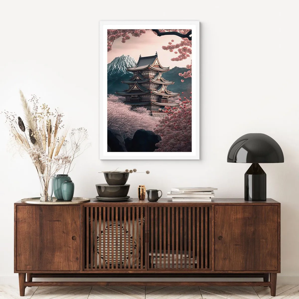 Pôster em moldura branca - A terra da flor de cerejeira - 50x70 cm