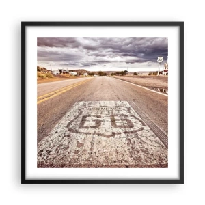 Pôster com moldura preta - Mother Road - uma lenda americana - 50x50 cm