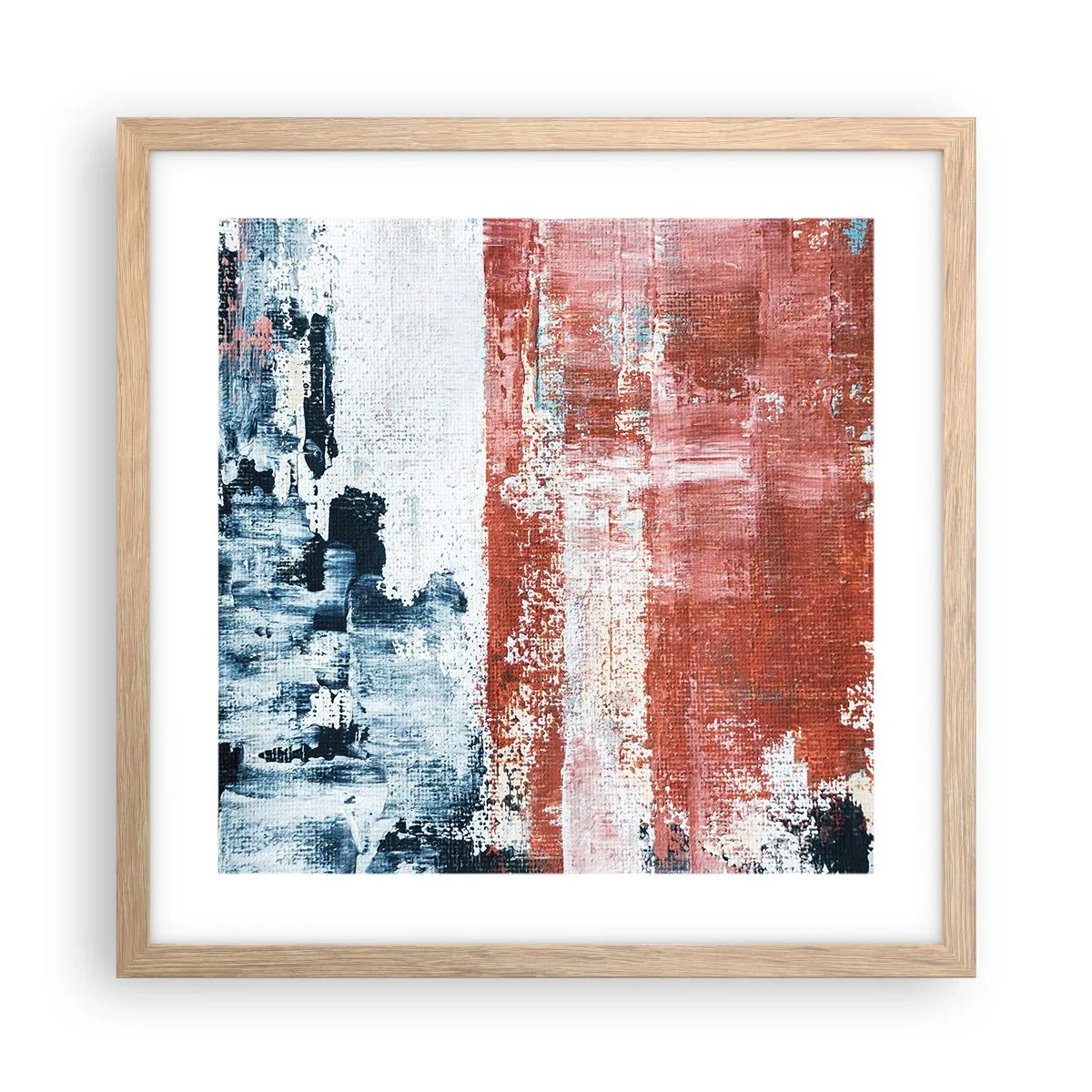 Pôster com moldura de carvalho claro - Meio a meio abstrato - 40x40 cm
