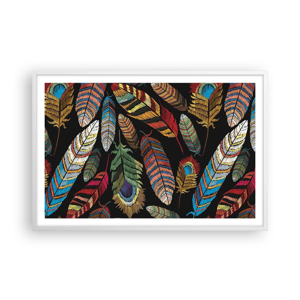 Pôster em moldura branca - O carnaval dos pássaros - 91x61 cm