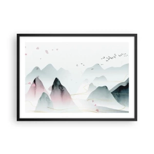 Pôster com moldura preta - Acima dos picos - 70x50 cm