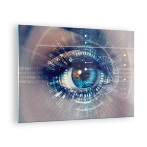 Quadro em vidro - Um olho digital com um tema futurista de tecnologia e dados - 70x50cm - Achas que me conheces - Decoração de parede moderna para a sala de estar e quarto ARTTOR
